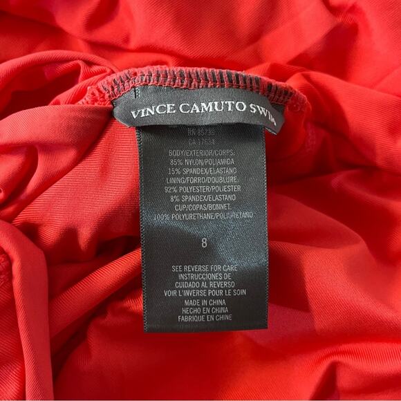 Vince Camuto Shirred Surplice One Piece swimsuit watermelon - 8 - Picture 13 of 14